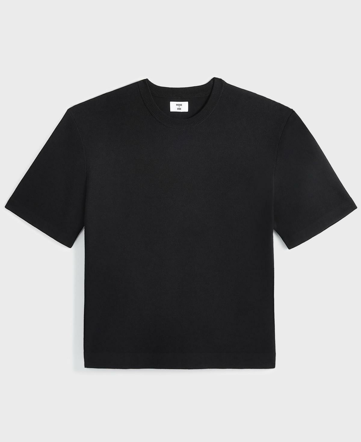 Mode of One Sweater Deep Black Size Large Relax-Fit Short-Sleeve Crewneck Mens 5190₽