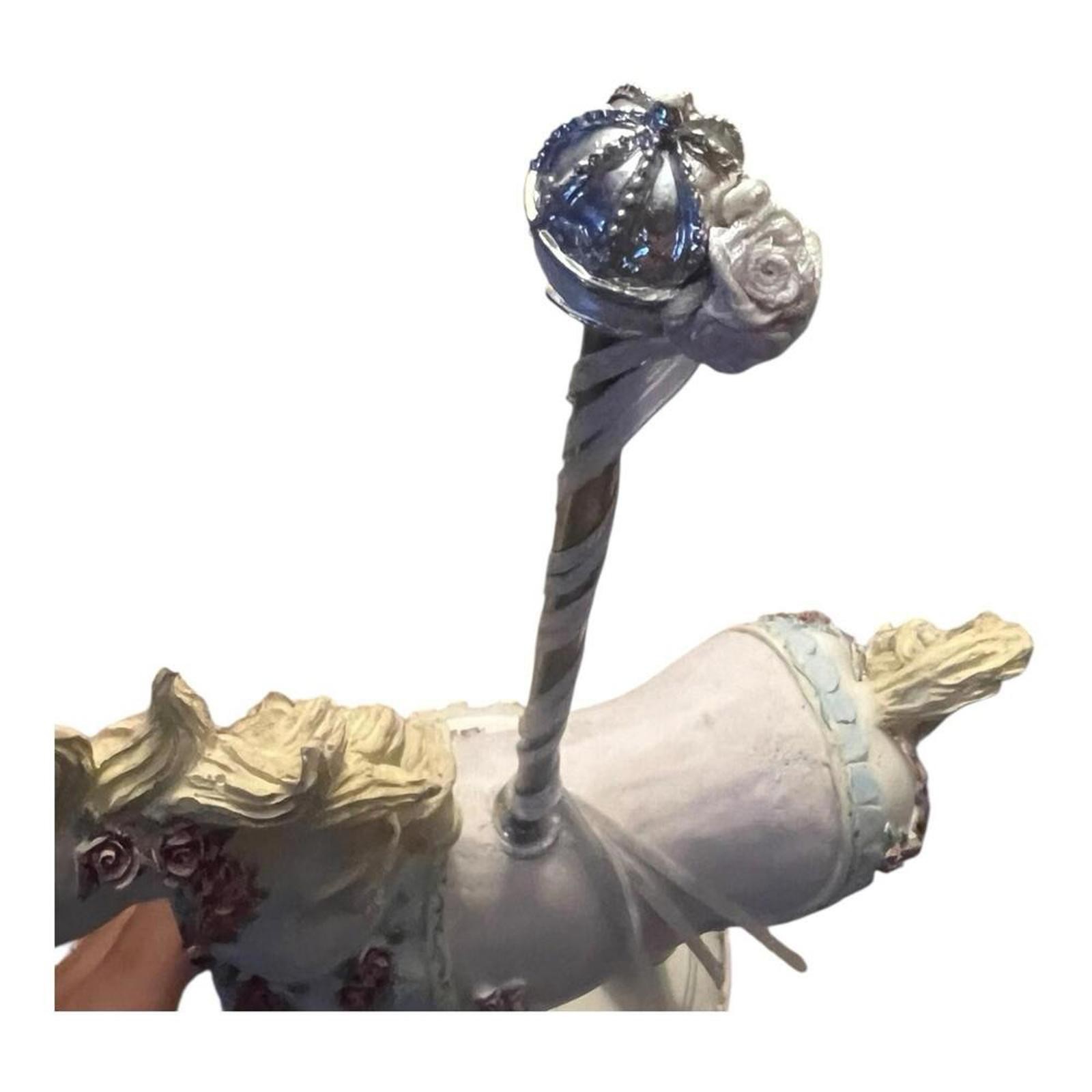 Vintage Carousel Horse Resin Heavy Large Brass Pole