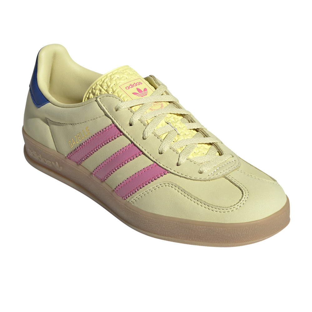 adidas Gazelle Indoor Lace Up  Womens Pink, Yellow Sneakers Casual Shoes JI2719 thumbnail 2