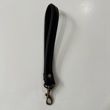 Wristlet Replacement Strap Black Faux Leather Brass Tone Hardware