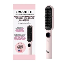 LANGE HAIR Smooth-It 2-in-1 Hot Comb Straightener | Digital Straightening Com...