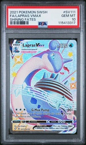 2021 POKEMON SWORD & SHIELD SHINING FATES #SV111 FULL ART/LAPRAS VMAX PSA 10