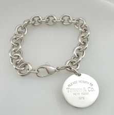 Tiffany & Co - Please Return To Tiffany Round Tag - Chain Link Bracelet ~#6877