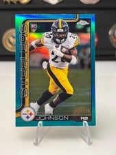 Kaleb Johnson 2025 Topps Chrome Rookie Card Aqua Refractor /199 Steelers #323 RC. rookie card picture