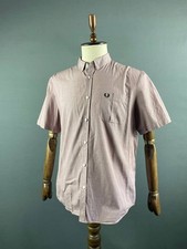 Camicia uomo Fred Perry con bottoni taglia XL rosa cotone elasticizzato manica corta