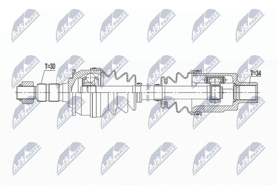 NTY Drive Shaft NPW-PL-103 For Opel Front Axle Right 34x30 606mm