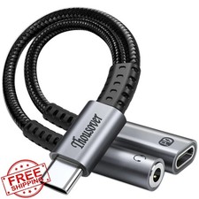 USB C to 3.5mm Headphone Charger Adapter PD 60W iPhone 17 S24 iPad