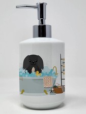 Black Pekingese in Bathtub Ceramic Soap Dispenser Hand Soap Dispenser Pump