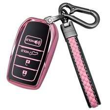 for Toyota Key Fob Cover with Keychain, Soft TPU Key Case Protector fit Pink