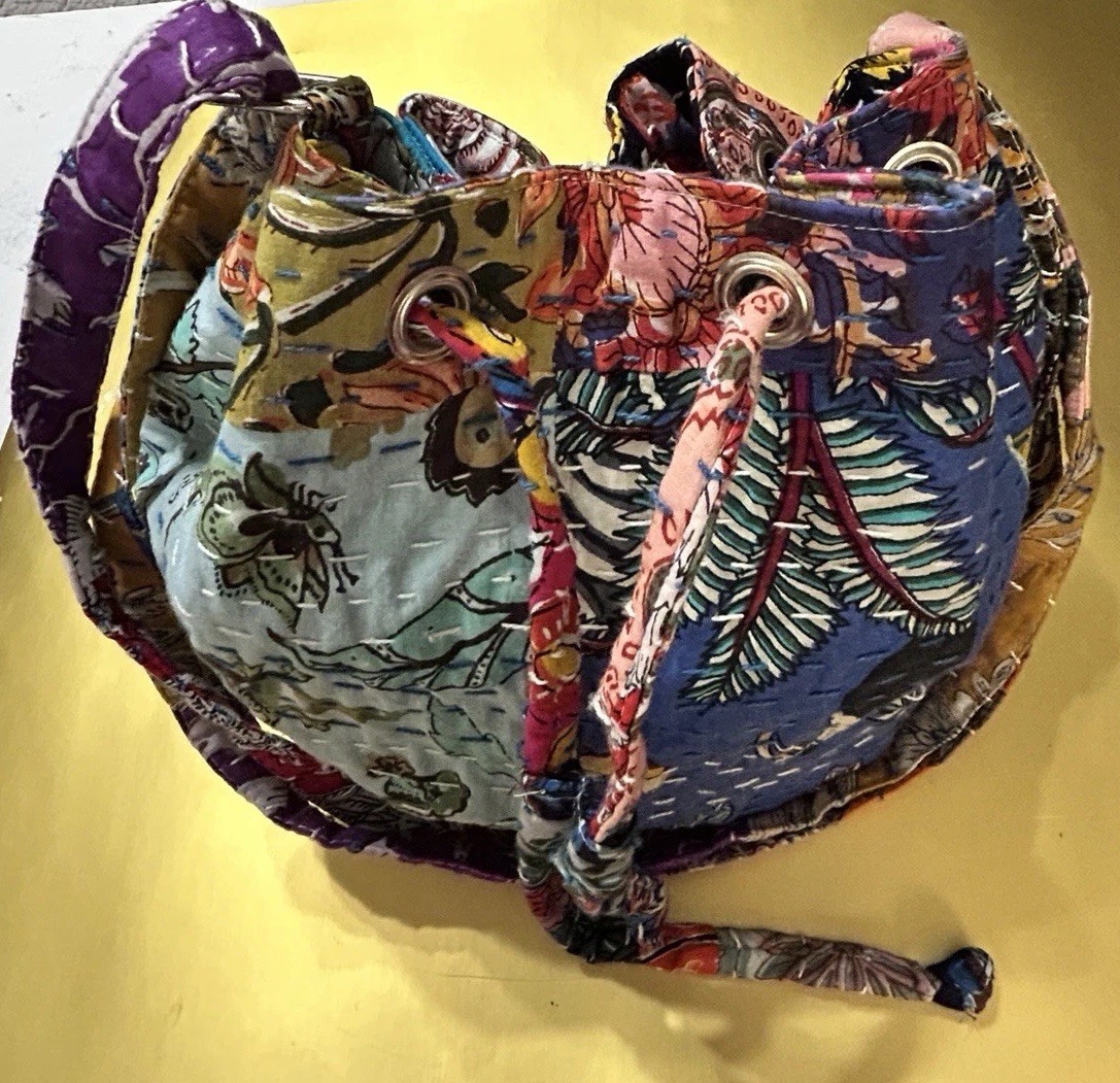 World Market Multi Cotton Patchwork Drawstring Bu… - image 18