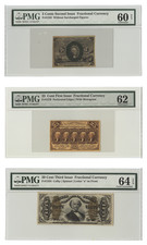 Lot of 5C-50C Fractional Currency PMG UNC Details-Choice UNC64 EPQ (3 Notes) - F