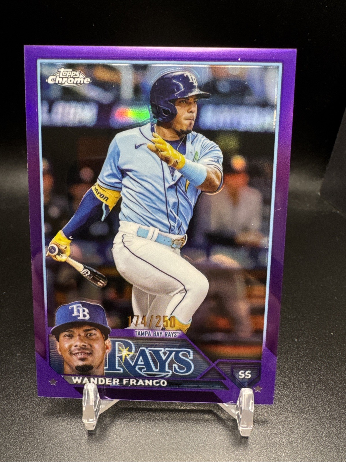 2023 Topps Chrome Baseball Card Purple Refractor /250 #71 Wander Franco