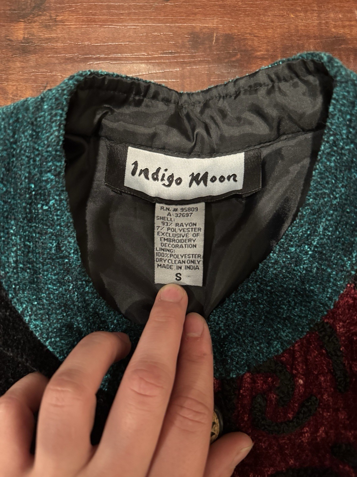 Indigo Moon Patchwork Embroidered Button Jacket M… - image 3