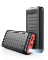 Solar Powerbank 27000Mah, 22,5W PD20W Power Bank Schnell Aufladende, Rot