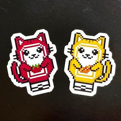 Katchup & Mustard - Vinyl Cat Sticker - Pixel Art - Water Resistant