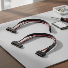 Slimline SATA 22Pin Male to 13Pin Female Cable Adapter, 2 Pack, 30cm, Red Black