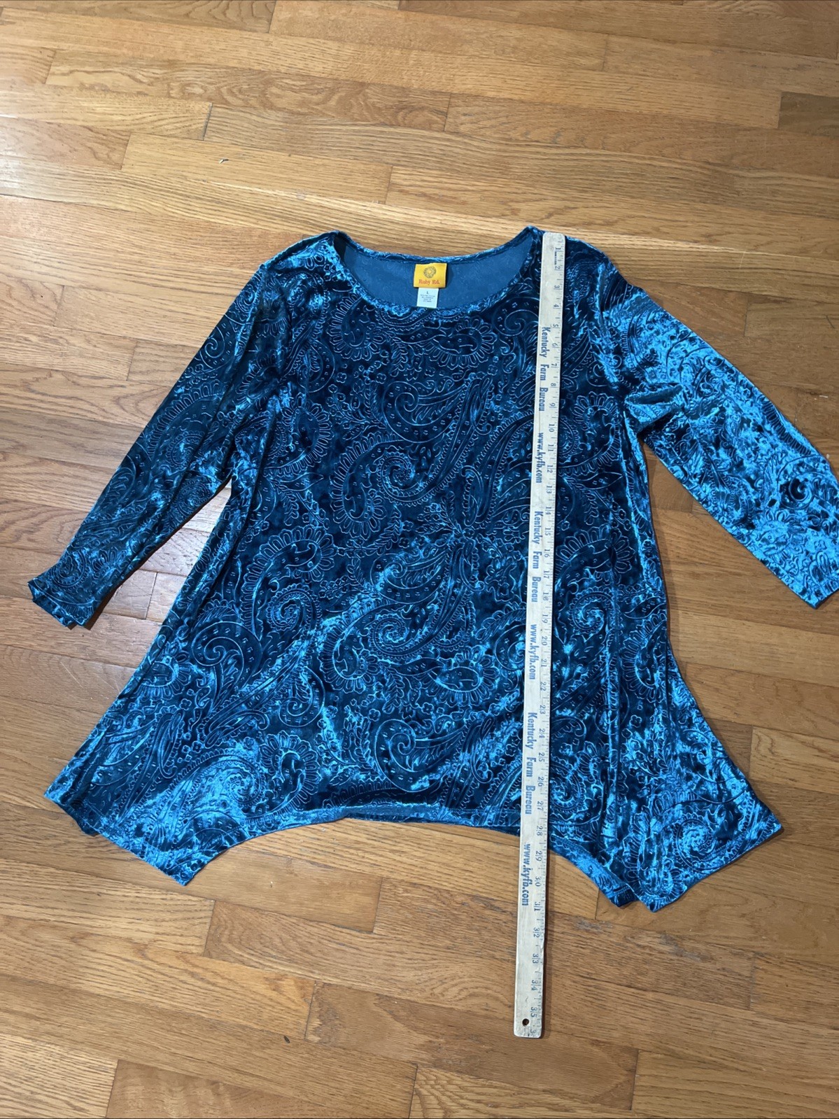 Ruby Rd Jacket Womans Large Turquoise Velvet Velo… - image 5