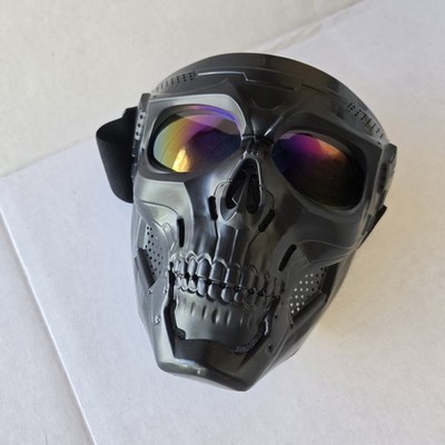 Skull Face Mask with Rainbow Goggle for Bike Riding, UV Protective Anti-Scratch 