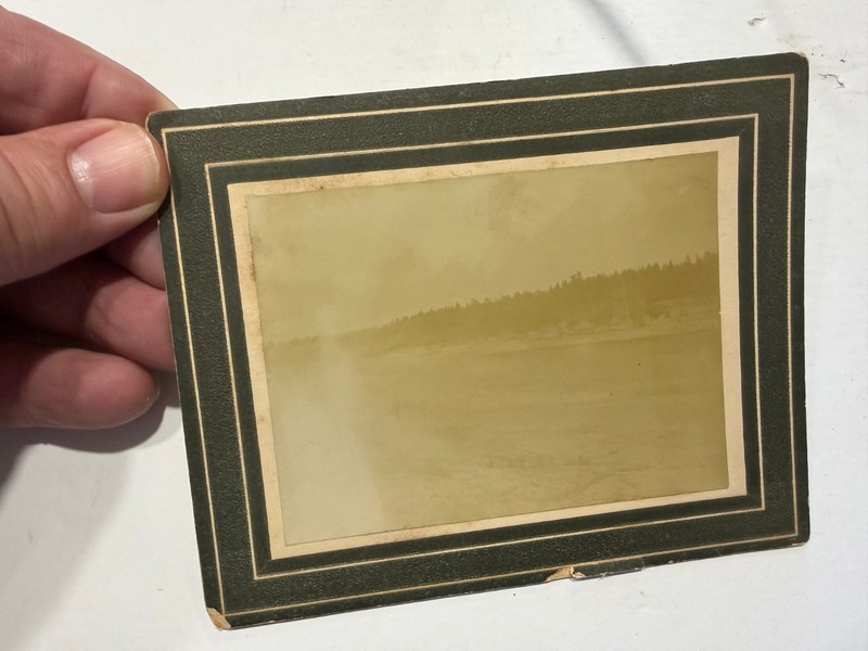 vintage cabinet photo ESCANABA RIVER MICHIGAN on the banks 1900?