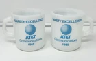 Vintage Lot 2 1980s AT&T Phone Telephone Co. Employee Milk Glass Coffee Mugs