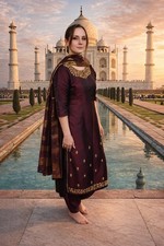 Women's Small Purple/Gold 3-Piece Salwar Kameez Outfit Indian/Pakistani