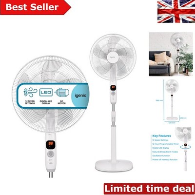 Oszillierender digitaler Standventilator mit 12 Geschwindigkeiten und Fernbedienung - leise Kühllösung