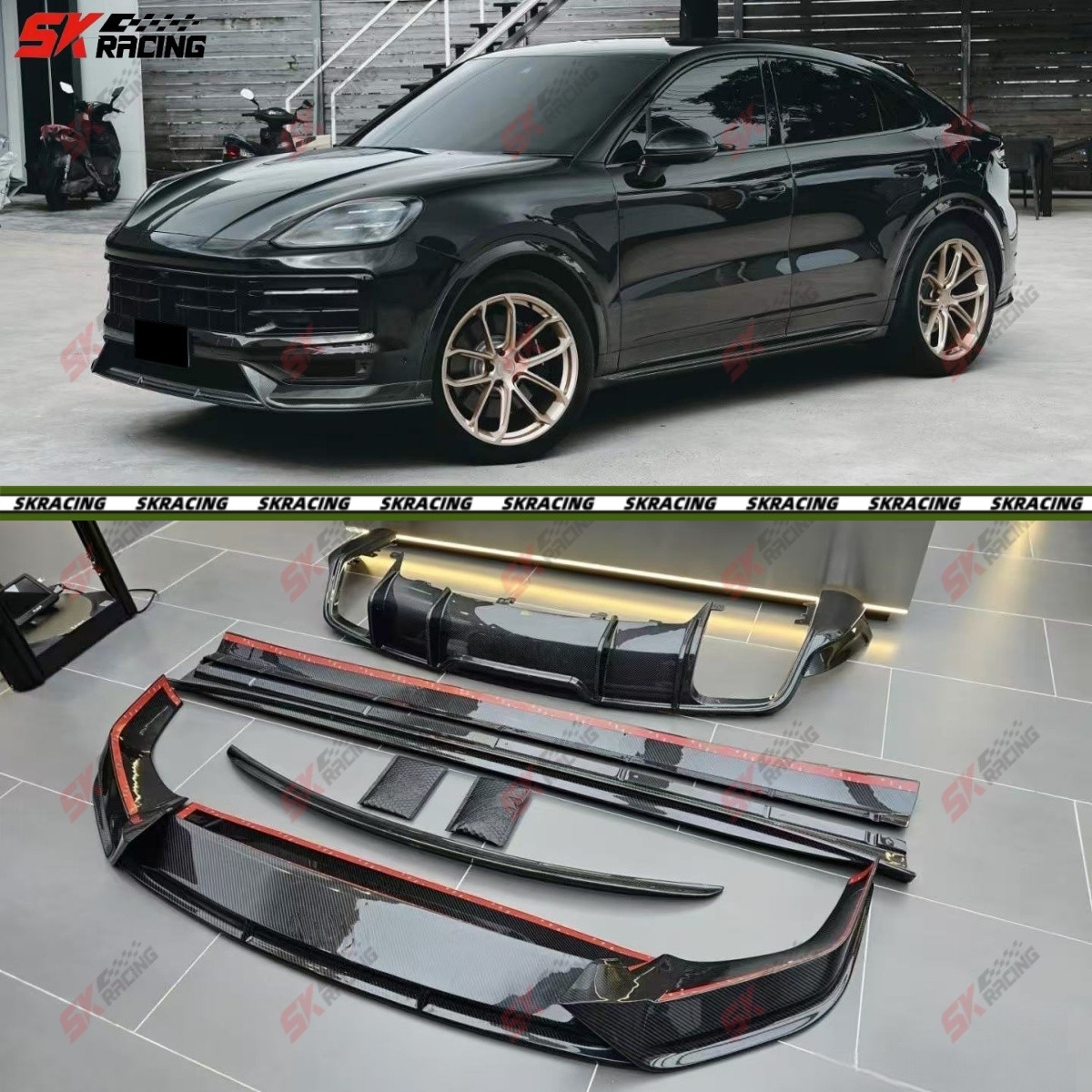 Carbon Fiber Front Lip Rear Diffuser Body Kits For Porsche Cayenne Coupe 24-26