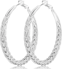 Big Silver Hoop Earrings for Women Sterling Silver Hoop Earrings Large Silver...