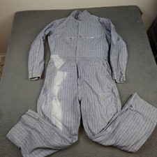 Vintage Lee Union-Alls Coveralls Mens 42 Long Blue Denim Herringbone Stripe USA