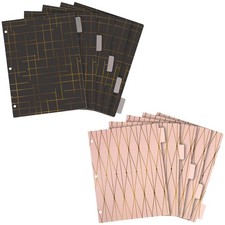6 Pack 3 Ring Binder Dividers with 5-Tabs, Pink and Black, 8.5 x 11 In