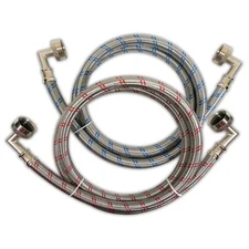 Stainless Steel Washing Machine Hoses (Double Elbow) Burst Proof with Warranty