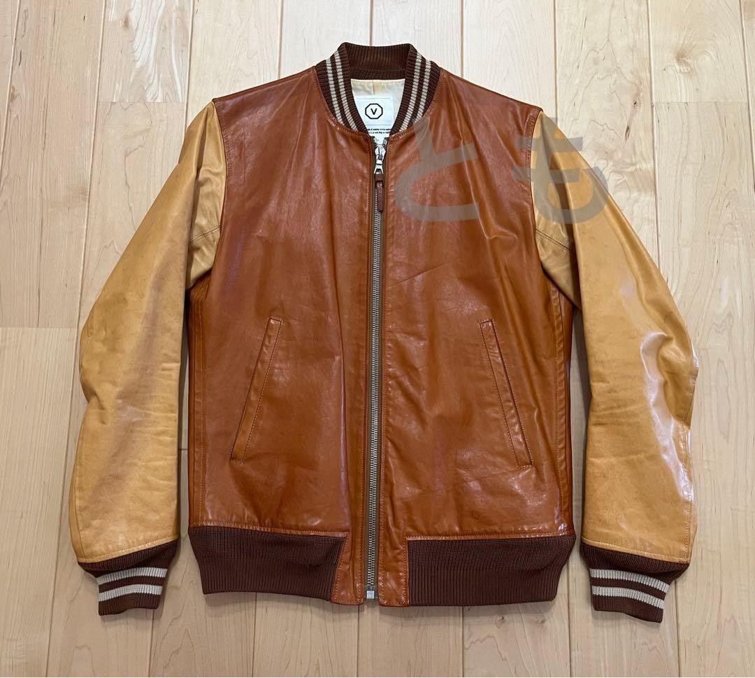 Visvim Leather Varsity Jacket M Size Authentic Ol… - image 3