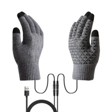 Grey Rechargeable Heated Gloves Electric Hand Warmers Windproof Thermal Winter