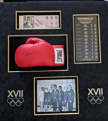 Muhammad Ali shadow box display w/ Autographed boxing glove from 1960 ...