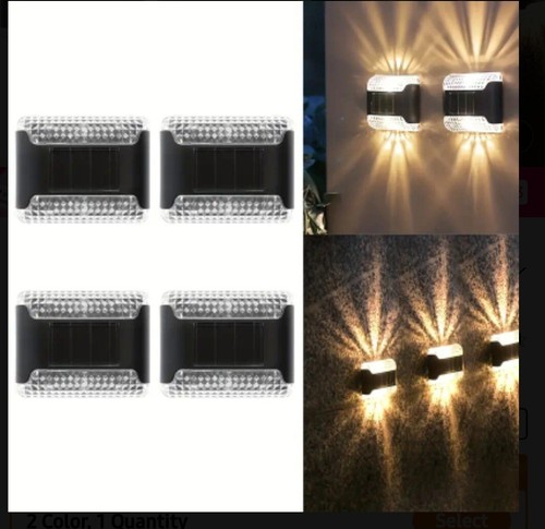4 Solar LED Double Sided Lights Outdoor Garden Deck Fence Lamps Clear White - Picture 6 of 10