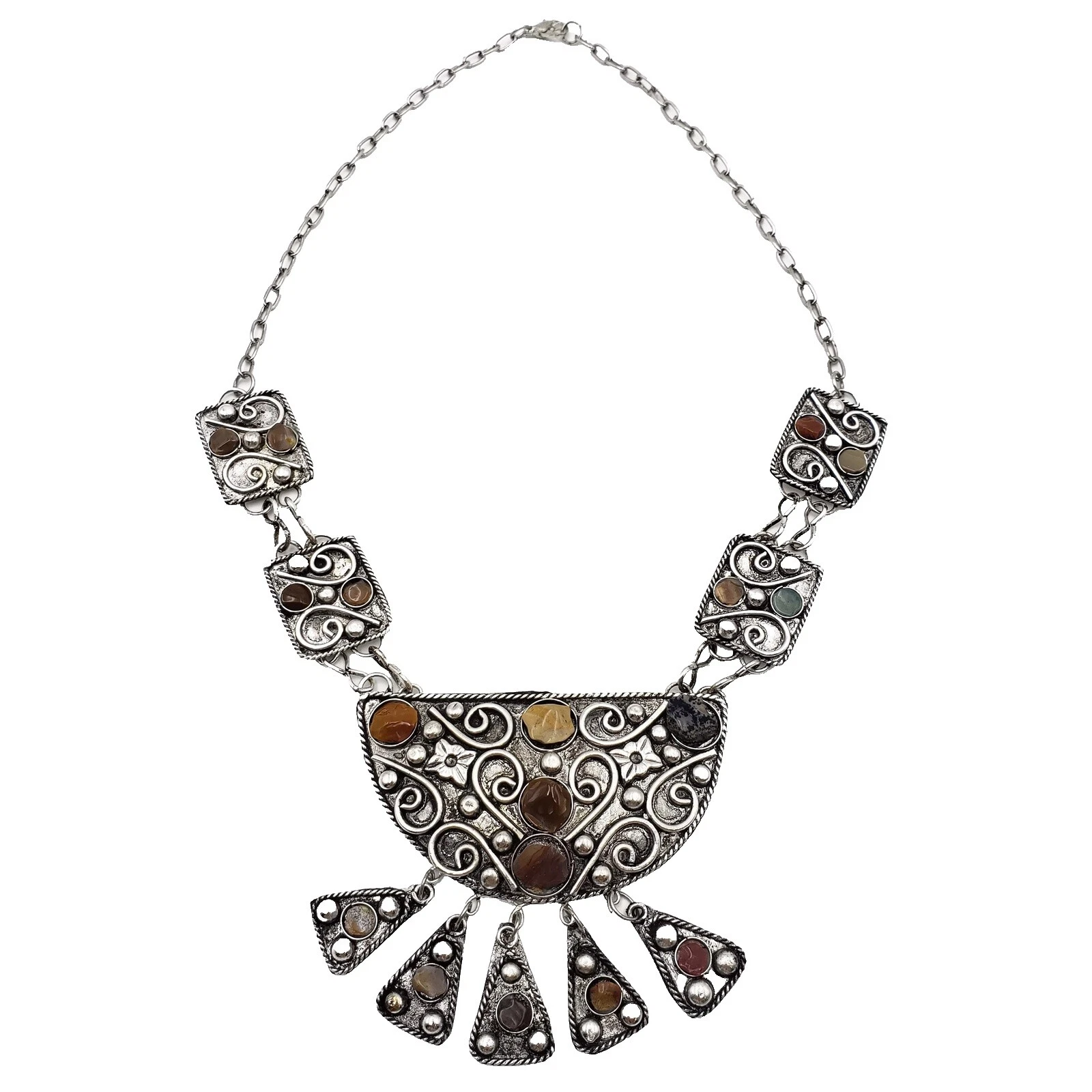 Declaración de Piedra Plateado Plata Moda Collares y Colgantes