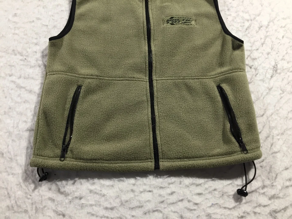 Arctic Wear By Arctic Cat Fleece Vest Mens S Green Sleeveless Logo - Image 2 of 4