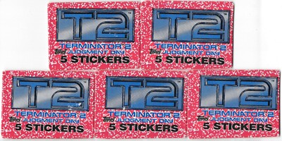 Terminator 2 Sticker Cards Terminator 2 Judgment Day Movie 5 Trading Card Sticker Packs SEALED ...
