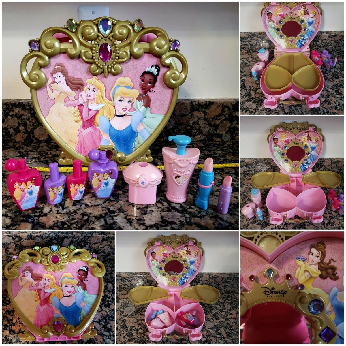 RARE DISNEY Princess Carry Case Jewelry Box Vanity 9 pcs | eBay