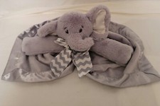 Bearington Baby Collection Gray Elephant Baby Lovey Plush Security Blanket Satin