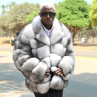 Top Quality Men Real Fox Fur Coat Winter Lapel Thick Jacket