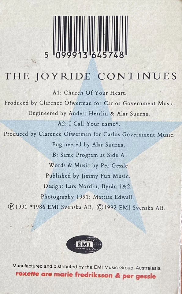 Roxette Church Of Your Heart Australian Cassette Cassingle - Image 2 of 4