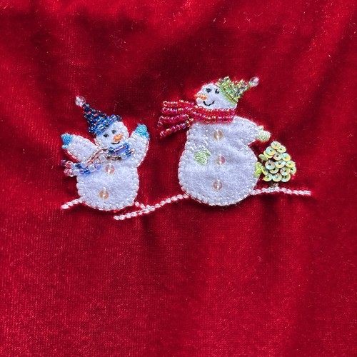 Sophie Rose Boutique Girls Dress Size 5 Red Velveteen Ruffle Beaded Snowman - Picture 2 of 8