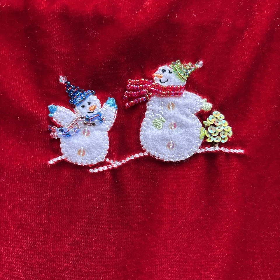 Vestido Sophie Rose Boutique Niñas Talla 5 Rojo Pana Volantes Cuentas Muñeco de Nieve Foto 2 de 4