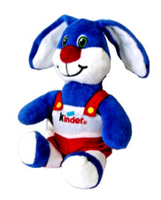 Kinder Surprise Blue Bunny With Overalls Plush Stuffed Animal Toy
