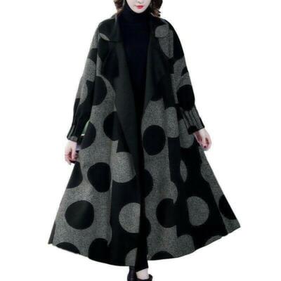 Women's Plus Size Oversized Casual Trench Coats Lapel Mid Length Long Overcoats