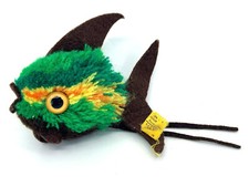 Steiff Woolen Green Angel Fish 1977 -81 ID Button and Tag 9cm 3.5in Vintage
