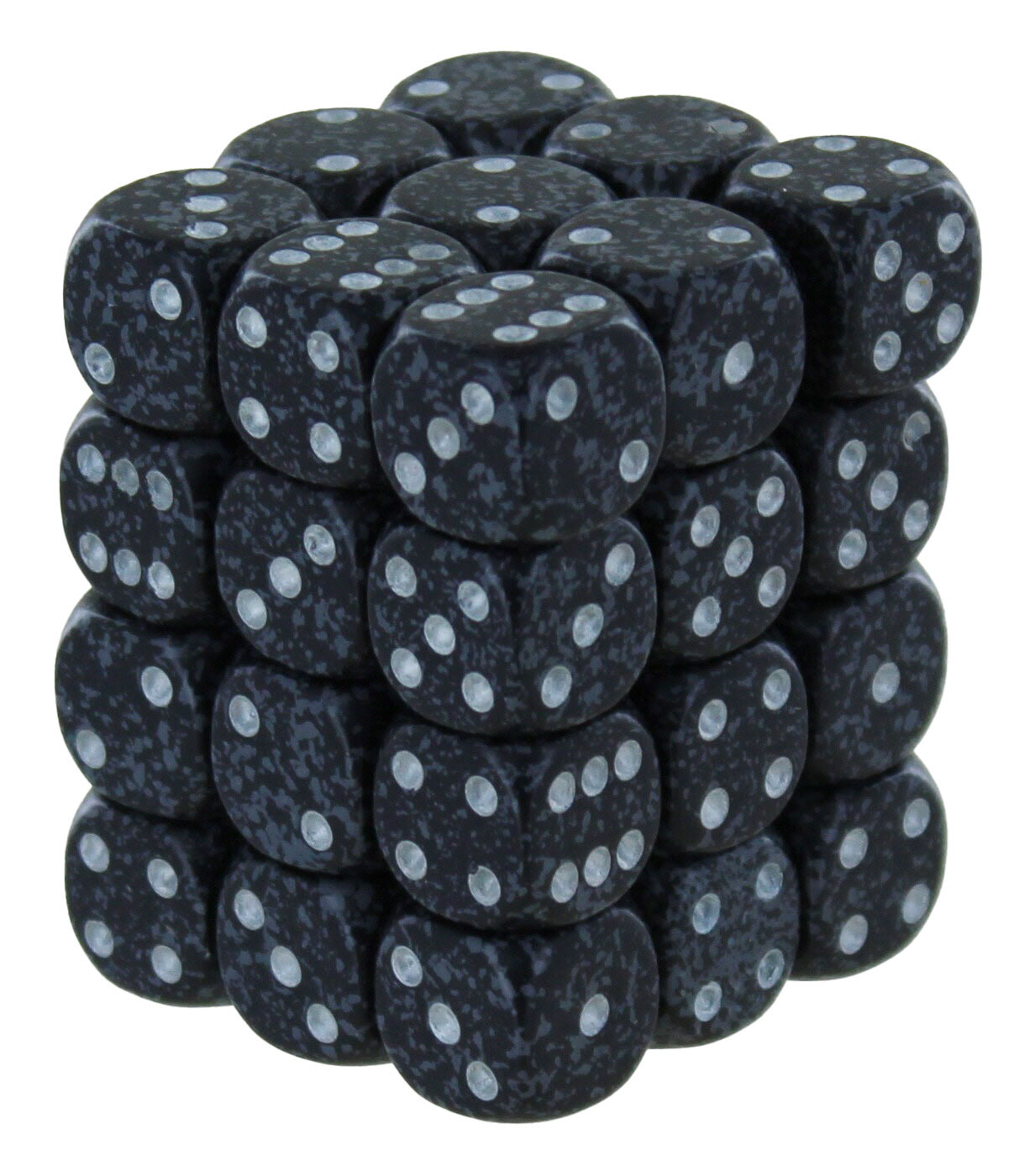 Шахматный непрозрачный кубик Ninja Dice 12 мм d6 в крапинку - Набор из 36 кубиков