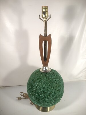Vintage Spun Lucite Mid Century Modern Green Spaghetti Table Lamp