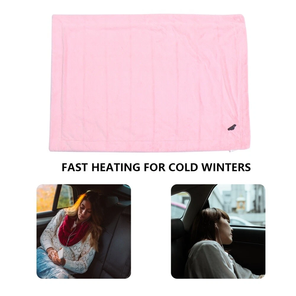 Car Heating Blanket Rabbit Fleece Travel Heated Camping Electric | eBay